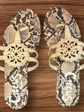 Circus by Sam Edelman Cream & Brown Snakeskin Inspired Sandals